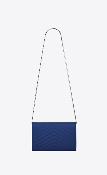 Monogram portafoglio con catena in pelle grain de poudre matelassé